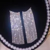 Boucles d'oreilles pendantes de luxe avec strass, longues pampilles pour femmes, bijoux de mariage, robe de soirée, accessoires en cristal