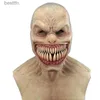 Kostymtillbehör Halloween skräckhuvudbonad latex clown mask djävul ansikte täcker terror py gagtooth demon halloween mask cosplay come propsl231011
