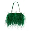 Sacs de soirée Plume autruche de luxe pour femmes Chaîne épaule Sac à bandoulière Tassel Party Purs à main vert Hands Green Wedding Mands 231010