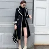 Womens Wool Blends White Over the Knee Coat MidLength AutumnWinter Hepburn Style Thickened Slim Black DoubleBreasted Z555 231010