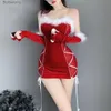 Costume à thème 2022 Femmes Noël Noël Lady Santa Claus Cosplay Érotique Venez Lingeries Sexy Exotique Hiver Furry Tube DressL231010