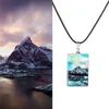 Pendentif Colliers BOEYCJR Snow Mountain Lake Surface Résine Boule Collier de perles Ciel bleu et nuages blancs pour les femmes