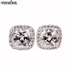 Sparkling lovers earring cushion cut Diamond 925 Sterling silver Engagement wedding Stud Earrings for women men289M