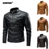 Men's Leather Faux Leather Men's Winter Fleece Thick Leather Jacket Autumn Casual Vintage Motorcycle Biker Coat Male Brand Design PU Jacket Men 231010