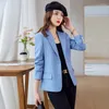 Costumes pour femmes Mode Printemps Automne Femmes Double Bouton Minuit Marine Slim Blazer Bureau Lady Casual Veste Courte Manteau Girl Top Vêtements