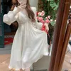 Vestidos casuais mulheres elegante com decote em v fada midi vestido primavera outono francês uma peça magro y2k roupas ladys aniversário design vestidos