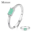 Modian Charm Luxury Real 925 Stelring Gümüş Yeşil Turmalin Moda Parmak Yüzük Kadınlar İçin Güzel Takı Aksesuarları Bijoux 21061312p