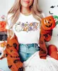 Koszule damskie Upiorne wibracje koszula sezon Halloween zabawny duch Crewneck jesienna odzież dynia bawełna