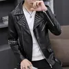 Men's Leather Faux Leather HOO Men's Casual Autumn Slim Fit Handsome Rivet Oblique Zipper Leather Jacket Youth Trendy Motorcycle PU Leather Jacket 231010