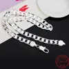 Chains 925 Silver 18 20 22 24 26 28 30 Inches 12MM Flat Full Sideways Cuba Chain Necklace For Women Men Fine Jewelry Gifts244H