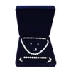 19x19x4cm Velvet Jewelry Set Box Long Pearl Necklace Box Box Display عالي الجودة اللون الأزرق 297H