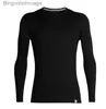 Intimo termico da uomo Uomo Lana Merino 250G Base Layer Crew Shirt 100% Lana Merino Intimo termico Top Manica lunga Baselayer Traspirante USA Taglia L231011