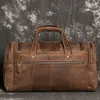 Duffel Bags Retro Brown Homens Bagagem Bag Crazy Horse Couro Grande Capacidade Viagem Business Weekend Um Ombro Messenger 231011