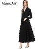 Women's Wool Blends MonaAiYi Fashion Designer Autumn Outerwear Women's Lapel Classic Double-Breasted Blazer Tops Patchwork Cascading Ruffled Coat 231010