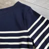 Women's Knits Tees EMBELLIKE Marine Crew Neck Striped T Shirt Women Long Sleeve Combed Cotton Tops Tees Regular Fit S-XL 231011