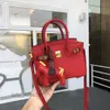 Lady Tote Leather Capacity Berkins Designer Bag Classic Bags Litchi Grain Handbag Pure Red Large Top Fashion Quality First Layer Cowhide 6yui