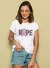 Kvinnors T-skjortor hoppas skriva ut tshirt kvinnor bröstcancer medvetenhet kläder estetiska kort ärm streetwear europe amerika harajuku t-shirt