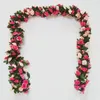 Juldekorationer 250 cm rosa rosen Artificial Silk Flowers Garland Autumn Wedding Home Room Decoring Garden Arch Fake Plant Vine 231011