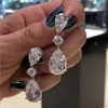 Klassisk droppe örhänge lyxsmycken 925 sterling silver vit topas populära cz diamant kvinnor bröllop party brud dingle örhänge297h