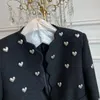 Damenjacken Modemarke Tweed-Jacken für Frauen Designer O-Ausschnitt Langarm Wollmäntel Herbst Winter Outwear Vintage Korean 231010