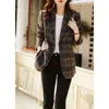 Abiti da donna Blazer donna autunno Cappotto di lana Giacche scozzesi stile retrò britannico Giacca a vita sottile Fodera Primavera Blazer Capispalla femminile 231011