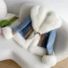 Womens Fur Faux Coat Goose Down Hair Denim Short Fashion Parka Real Fur XM824 23101010