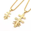 Pendant Necklaces Catholic Angel Cross Necklace For Women Hip Hop Jewelry Caravaca Crucifix Christian Men Gift