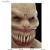 Kostymtillbehör Halloween skräckhuvudbonad latex clown mask djävul ansikte täcker terror py gagtooth demon halloween mask cosplay come propsl231011