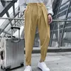 Calças masculinas 2023 moda homens cor sólida rendas até corredores plissados calças casuais soltas streetwear lazer longo S-5XL incerun