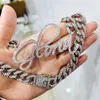 キューバチェーンネックレス付きカスタマイズされたファッションステンレススチールアート名パーソナライズされた文字Choker Pendant Nameplate Gift223y