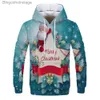 Bluzy bluzy damskie 2023 NOWOŚĆ 3D Boże Narodzenie Pullover Men's Happy Birthday Christmas Harajuku Zielony impreza Święta Bożego Narodzenia 231011