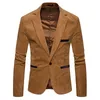 Jaquetas masculinas Moda Casual Homens Blazer Corduroy Patchwork Mens Negócios Um Botão Slim Fit Masculino Masculino Ternos Jaqueta Blazers MXXL 231010