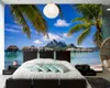 Wallpapers Papel De Parede Tropics Coast Sea Scenery Palms Nature Po Wallpaper Living Room Sofa TV Wall Bedroom Paper Home Decor