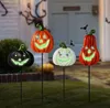 4st halloween dekoration utomhus fluorescens halloween pumpa gårdsskyltar med insatser skrämmande ansikten och skrämmande trädgård metalldekor för semesterfestartiklar