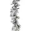 Décorations de Noël Temps 9 pi. Guirlande enneigée en pin blanc avec lumières LED chaudes 231011