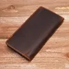 mens wallet Leather wallet Long purse men's first layer of cowhide mad horse leather long style Money clip womens wallet Solid color wallet brown card bag