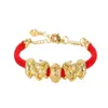 HW01 nouveau bracelet double pixiu en or 24 carats corde rouge bracelet porte-bonheur pour hommes et femmes 307q