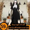 Theme Costume Women Devil Nun Outfit with Hat Gloves Gothic Nun Dress Terror Atmosphere Slim Fit Zipper Cross Female Halloween Dress Set T231011