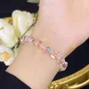 Bilezik swarovski tasarımcısı lüks moda kadınlar swarovski unsurları taklit kristal aurora şeker bilezik Avusturya pembe bilezik