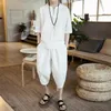 Men's Tracksuits 2021 Summer Chinese Style Linen Suit Short Sleeve T-shirt Korean Trend Slim Two Piece Cotton And Set183L