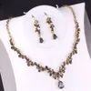 Nuevo Conjunto de pendientes, cadena, collar de diamantes de oro nupcial, accesorios de vestido de novia