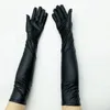 Five Fingers Gloves Adult Long Patent Leather Coated Pole Dance Performance Gloves Halloween Costume Accessories Tight Gloves 231010