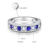 Round Blue Tanzanite White Zircon Rings For Women Silver Ring 925 Jewelry Pave Setting Crystal Bijoux Femme Cluster302S