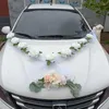 Fleurs décoratives Yan Rose blanche artificielle avec gaze pour kit de décoration de voiture de mariage Fleur rouge Auto Front Garland Romantique Wed Decor