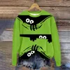 Kvinnors hoodies kvinnor halloween crewneck tshirt casual peeping ögon färgblock långärmad tunika toppar tröja 90 -talet vintage kpop dagligen