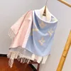 Scarf cashmere scarf designer womens scarf Gradient color trendy wool shawl large flower embroidery fashion scarf with box designer scarf for women winter scarf