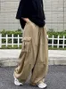 レディースパンツコットボティーカーゴ貨物女性バギー特大ポケットヒップホップドローストリングブラックワイドレッグズボン韓国ファッションY2K