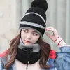 Gorros moda outono inverno chapéu feminino bonés de malha cachecol quente à prova de vento conjunto multifuncional acessórios de roupas terno