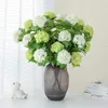 Bouquet d'hortensia artificiel à 3 têtes, fleurs décoratives, fausse soie, Floral d'été pour la maison, centre de Table de mariage, décor de fête