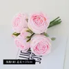 Fleurs décoratives 6 têtes hydratantes Rose Bouquet de fleurs artificielles pour la maison Table à manger fête de mariage couronne de poignée vraie touche faux